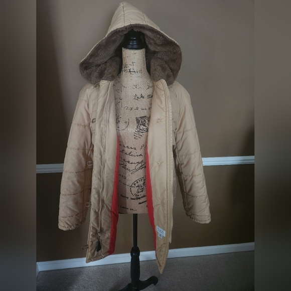 XL Tan London Fog Outdoors Unlimited Hooded Quilted Zip Up Jacket - Picture 6 of 13